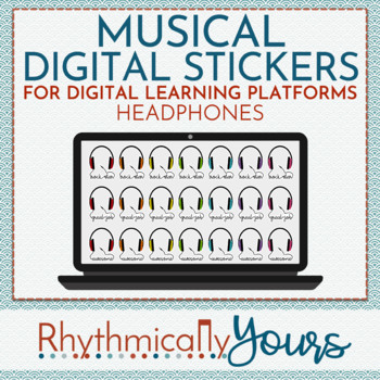 Preview of Music Digital Stickers - Headphones DISTANCE LEARNING