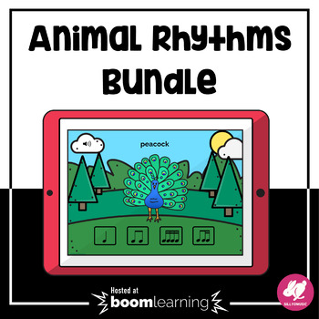 Preview of Music Distance Learning: Animal Rhythms -  Digital BOOM CARDS - BUNDLE!