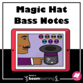 Music Game - Bass Clef Note Names - Magic Hat Boom Cards -