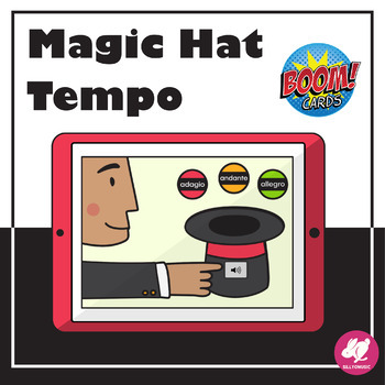 Preview of Music Distance Learning - Boom Cards - Magic Hat TEMPO Game - Google Classroom