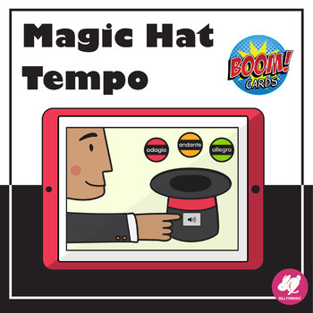 Preview of Music Classroom Tempo Activity - Boom Cards - Magic Hat Game - Google Classroom