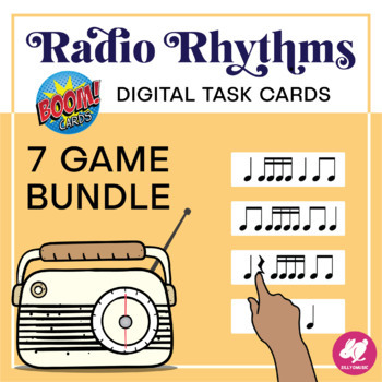 Preview of Music Distance Learning: Radio Rhythms: Boom Card Bundle - Google Classroom