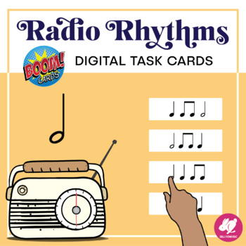 Preview of Music Rhythm Activity | Radio Rhythms Half Note Dictation Game - BOOM CARDS