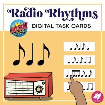 Preview of Music Rhythm Activity - Radio Rhythms - Syncopa - BOOM CARDS Rhythm Game