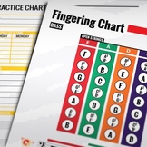 Music: Double Bass Fingering Color Chart w/ Worksheet & Pr