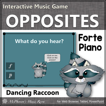 Preview of Music Dynamics Forte or Piano Interactive Music Game {Dancing Raccoon}