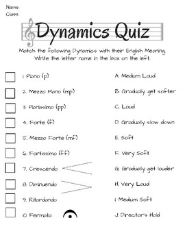 dynamics music quiz worksheets theory grade games key elementary simple teaching teacherspayteachers resources choose board subject levels