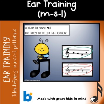 Preview of Music Ear training  Mi-So-La  Melodies Digital  Task Cards in Boom Cards™