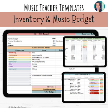 Preview of Music Educator Inventory Template & Budget Planners on Google Sheets