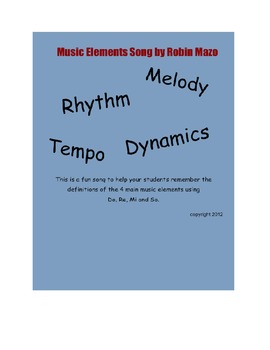 Preview of Music Elements Song for the Elementary Music Classroom SMART notebook version