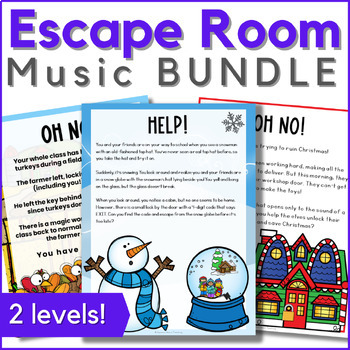 Preview of Music Escape Room Bundle - Activities for Upper Elementary, Middle School Music