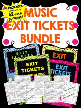 Preview of Music Exit Tickets BUNDLE! NOTE NAMES, ELEMENTS, RHYTHMS, and COMPOSERS!
