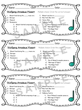 Music Exit Tickets on Composers w/ Answer Key for Formative Assessment