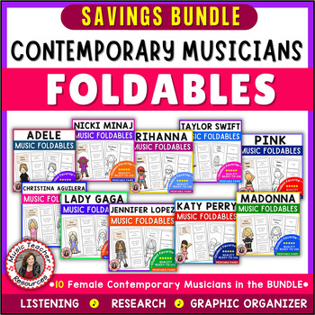 Music Female Singers Ten Contemporary Female Musicians Foldables Bundle - 