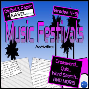 Preview of Music Festivals NO PREP Passage & Activities