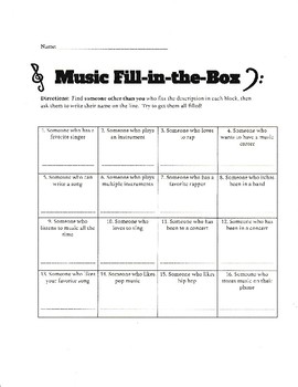 Music Fill-in-the-Box by Musicteacherladee | TPT