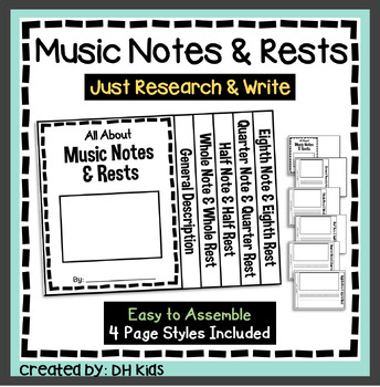 Preview of Music Flip Book - Writing about Notes & Rests in Music