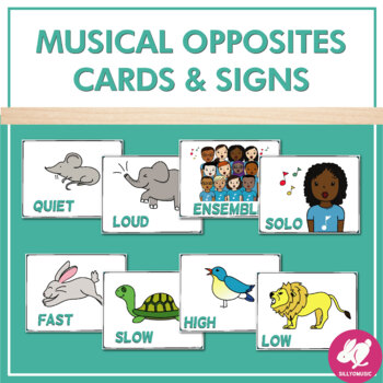 Preview of Musical Opposites Assessment Cards and Posters for Primary Grades