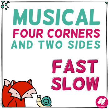 Preview of Music Four 4 Corners and 2 Sides - Fast and Slow Interactive Opposites Game