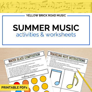 Preview of Music Activities for the Summer - music lessons - music worksheets for summer
