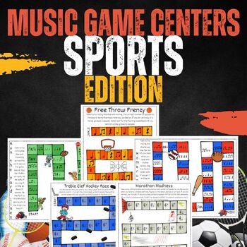 Preview of Music Game Printable Centers - SPORTS EDITION - Treble Clef, Rhythm, & Symbols