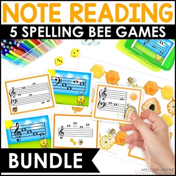 Preview of Music Games & Activities for Treble Clef & Bass Clef - Music Spelling Bee Words