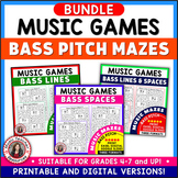 Music Theory Bass Clef Notes Maze Puzzles SAVINGS BUNDLE