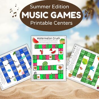 Preview of Music Games: Summer Themed - Printable Centers for Music Class