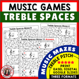Music Worksheets - Treble Pitch Maze Puzzles for Treble No