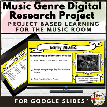 Preview of Music Genre Digital Research Project for Project Based Learning Unit