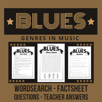 Preview of Music Genres BLUES - Word Search with Fact Sheet and Questions