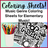 Music Genres Coloring Sheets for Elementary Music!