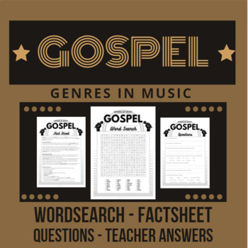 Preview of Music Genres GOSPEL Word Search with Fact Sheet and Questions