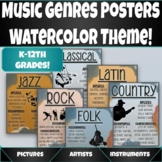 Music Genres Poster!! Watercolor Themed!