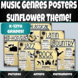 Music Genres Posters! Sunflower Themed!