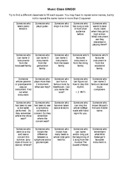 Preview of Music "Getting to Know You" Bingo Grids