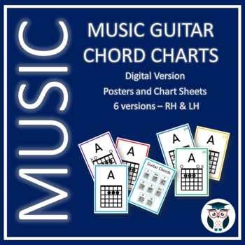 Preview of Music Guitar Chord Charts - Digital product - 6 versions- RH and LH