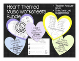 Music: Heart Themed Music Worksheet Bundle and Valentine T