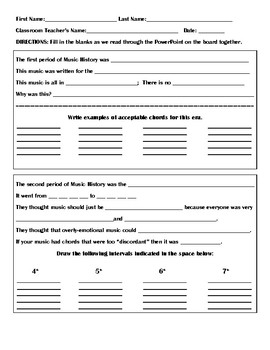 Music History Worksheets Teachers Pay Teachers