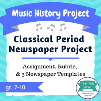 Preview of Music History Project – Newspaper Spread – Classical Period