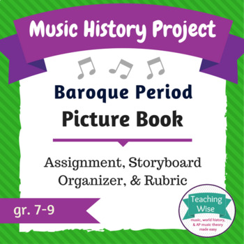 Preview of Music History Project - Picture Book - Baroque Period Composers