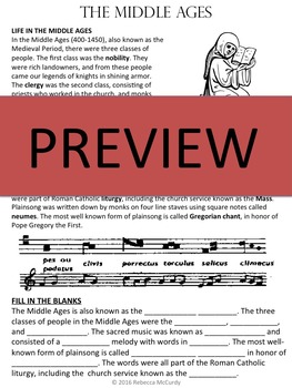 music history worksheets and review sheets bundle all 6 eras included