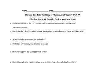 Preview of Music History part 4~ Sub plans, a word wall. Video Study guide;