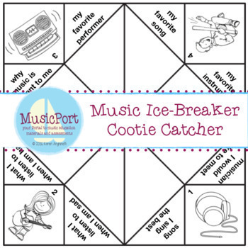 Preview of Music Ice-Breaker Cootie Catcher