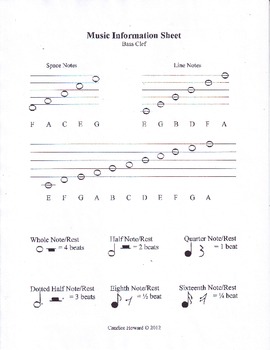 Preview of Music Information Sheet - Bass Clef