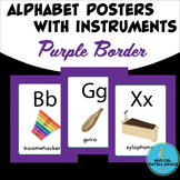 Music Instrument Alphabet Posters - Purple Border