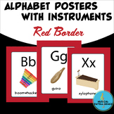 Music Instrument Alphabet Posters - Red Border