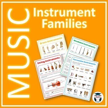 Preview of Music Instrument Families - 4 Handouts & 16 Worksheets
