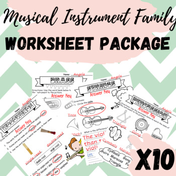 Preview of Music Instrument Families: Worksheet Package