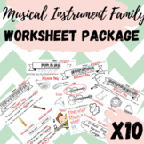 Music Instrument Families: Worksheet Package